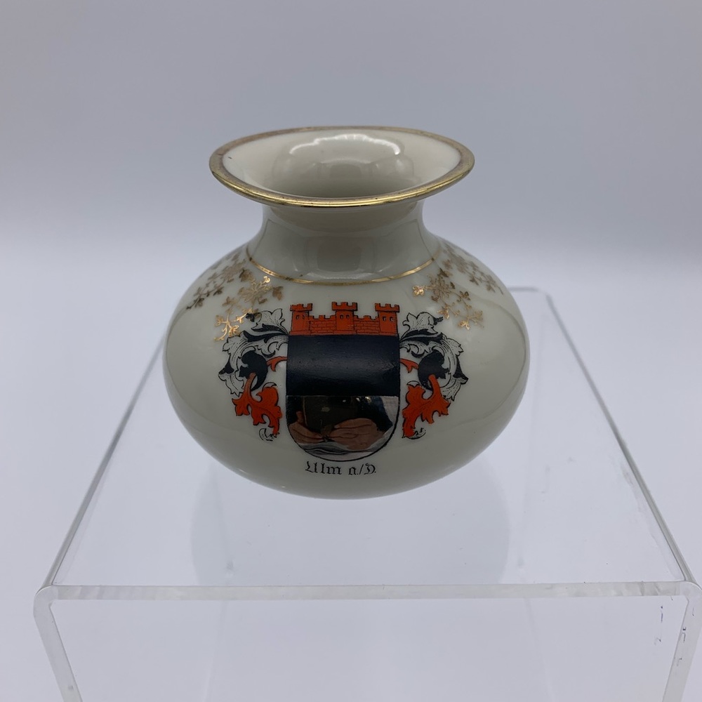 Vintage Kronach Bavaria German  Porcelain Hangemalt Vase /Inkwell  ULM A/D